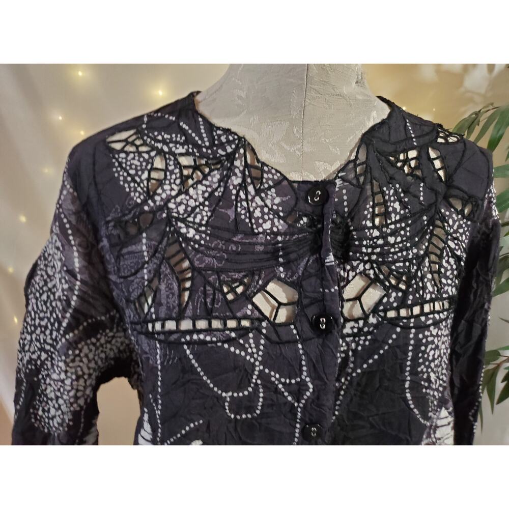 Citron Santa Monica Womens Bamboo Butterfly Crinkle Cutout Blouse Top Size 0X - Picture 5 of 10